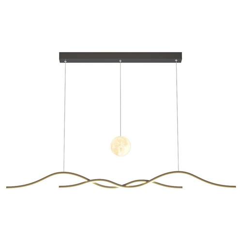 餐厅吊灯高级感一字灯现代简约风波浪型餐厅灯吧台茶台灯具可升降