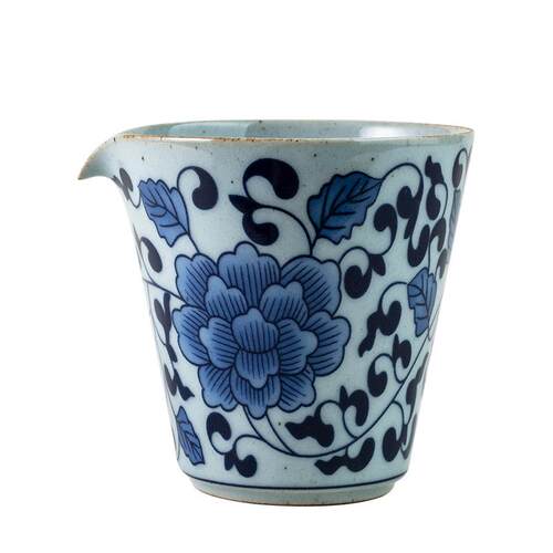 青花瓷公道杯复古大号陶瓷公杯匀杯分茶器茶具配件