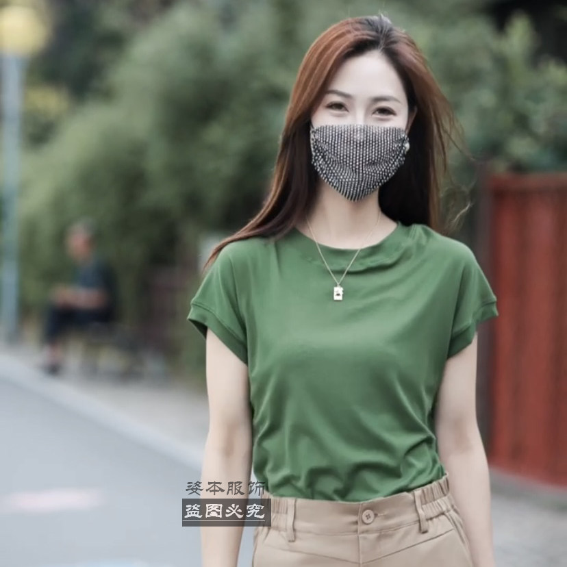 宽松洋气冰爽棉女百搭蝙蝠袖T恤