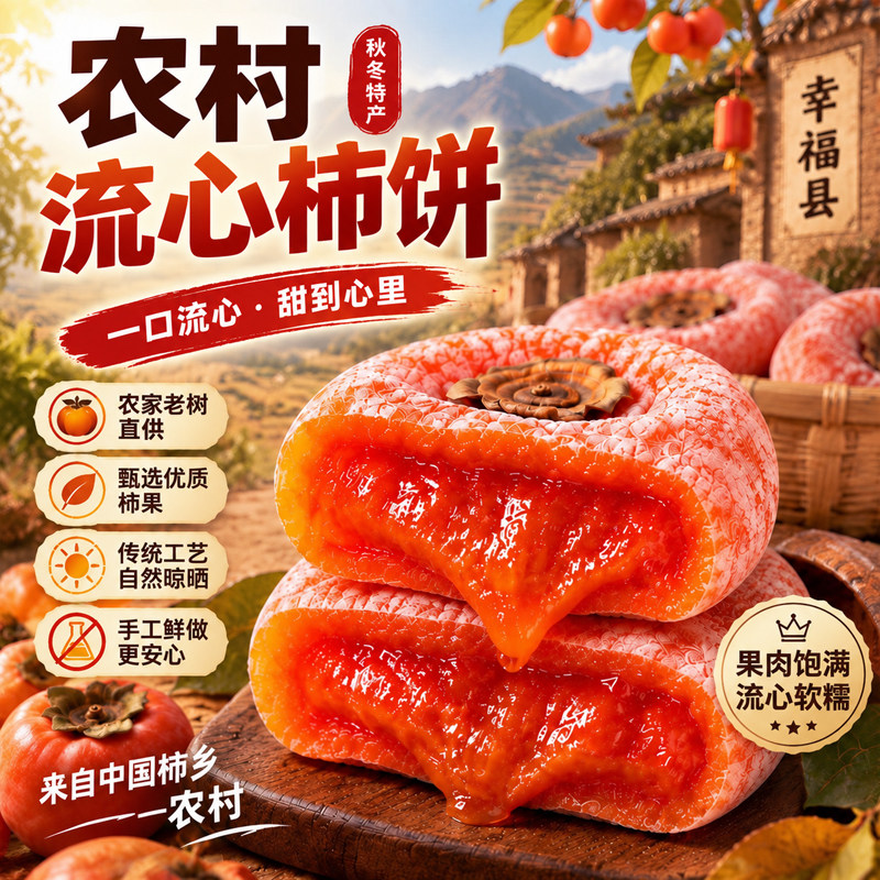 新货！农家大果流心柿饼