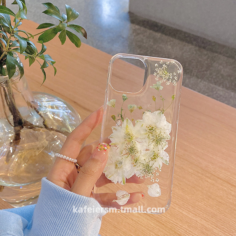 卡斐尔永生花滴胶iphone13苹果12手机壳适用11promax女款x真花滴胶xsmax软8plus透明xr干花防摔套14pro新款7_虎窝淘