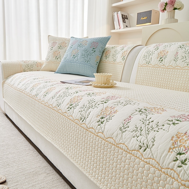 纯棉沙发垫四季防滑通用皮沙发套罩全棉坐垫奶油风盖布巾2025新款