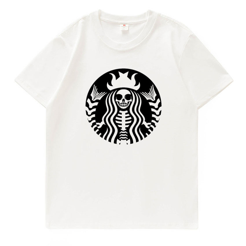 Halloween Tshirt 万圣节骷髅人印花短袖T恤男学生纯棉圆领上衣