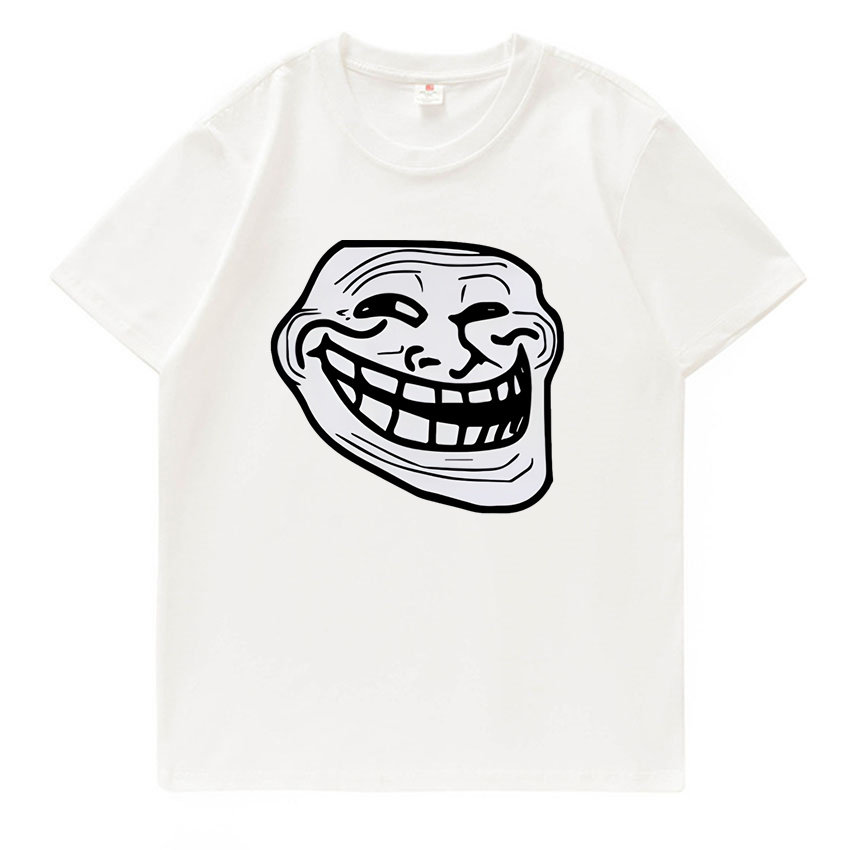 TROLLFACE MEME LOL U MAD巨魔脸表情包印花纯棉T恤男女通用短袖