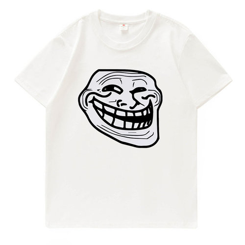 TROLLFACE MEME LOL U MAD巨魔脸表情包印花纯棉T恤男女通用短袖