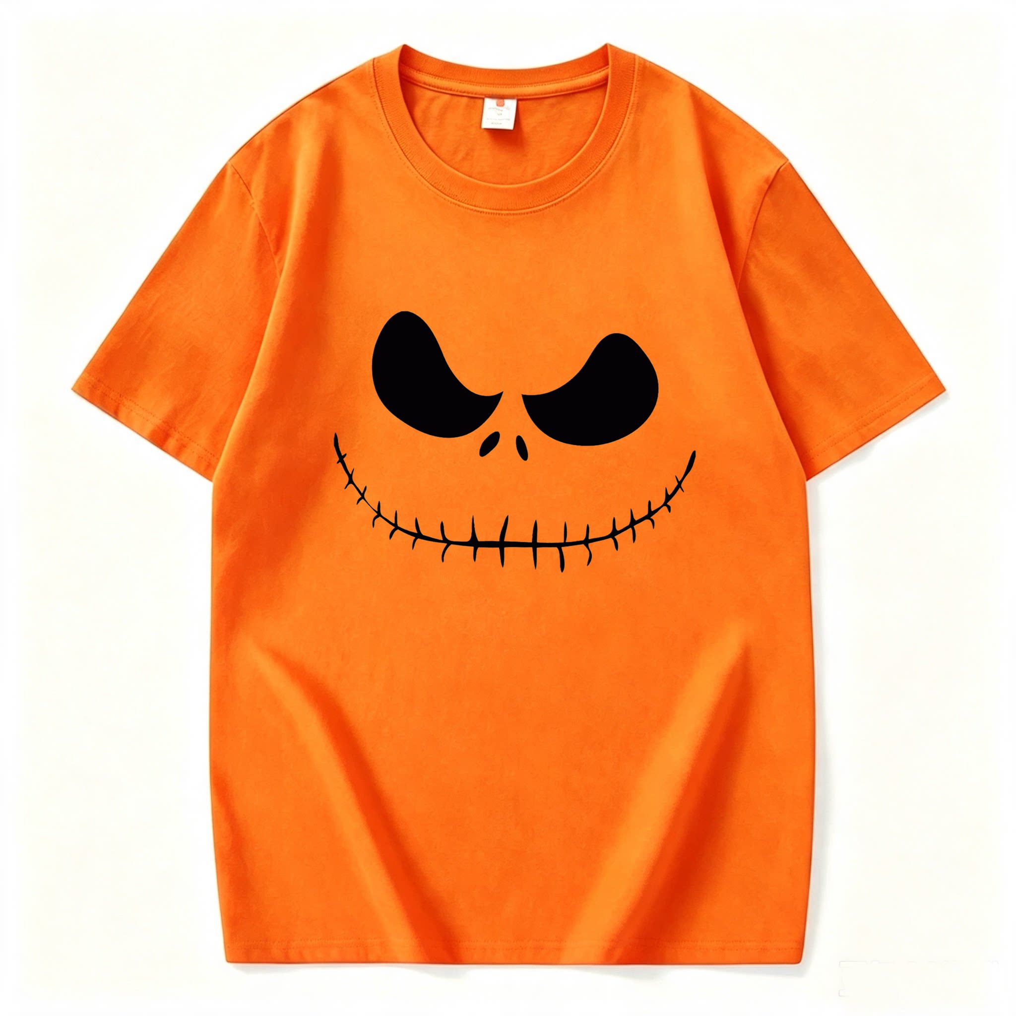Halloween 万圣节个性幽灵笑脸印花休闲纯棉男女士T恤上衣学生