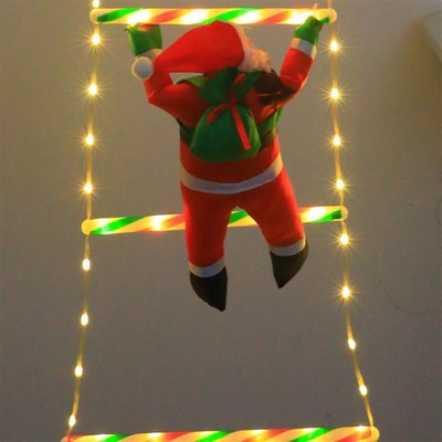 圣诞老人爬梯LED挂灯圣诞节装饰梯子灯户外防水屋檐装饰彩灯灯串
