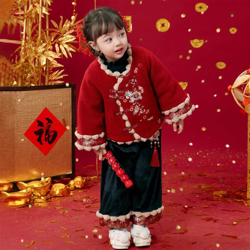 拜年服女童汉服冬季2026新款儿童国风唐装小女孩红色喜庆过年衣服,童装/婴儿装/亲子装,唐装,淘宝优惠券,粉丝福利购,淘宝优惠卷
