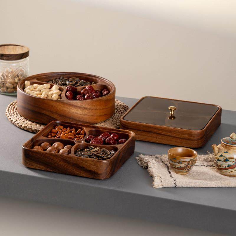 黑胡桃带盖四格果盘客厅茶几高端果盒家用坚果盒零食盘过年干果盘,家居饰品,果盘/果篓,淘宝优惠券,粉丝福利购,淘宝优惠卷