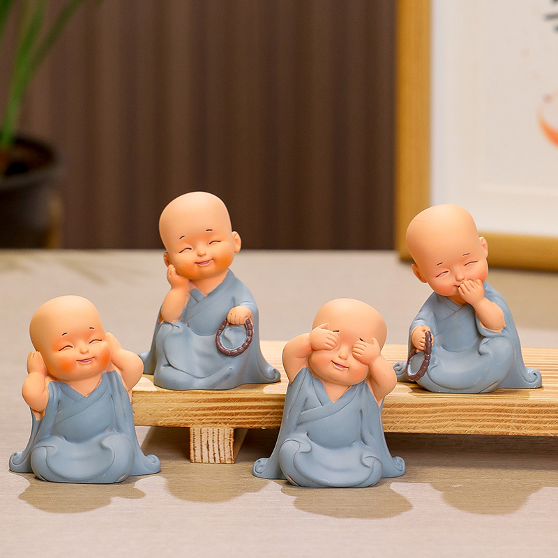 创意中式陶瓷小和尚家居客厅摆件