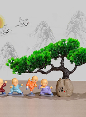 禅意功夫小和尚茶宠摆件茶桌摆设