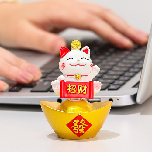 萌趣转赚招财猫摆件家居客厅装饰品开业送礼桌面布置工位装饰礼品