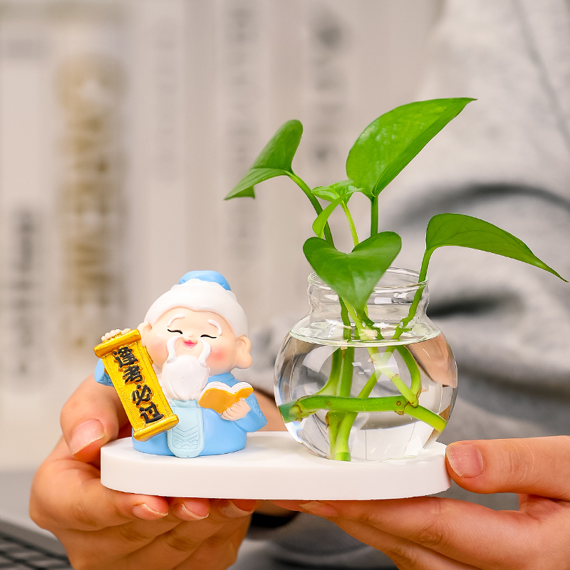 孔子桌面摆件逢考必过水培摆设