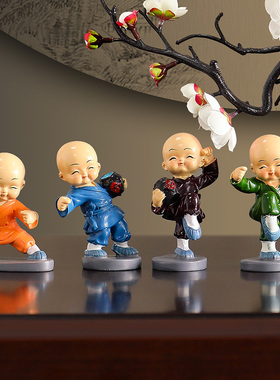 创意禅意四不小和尚玄关摆件茶宠酒柜装饰品茶几办公室桌面小摆设