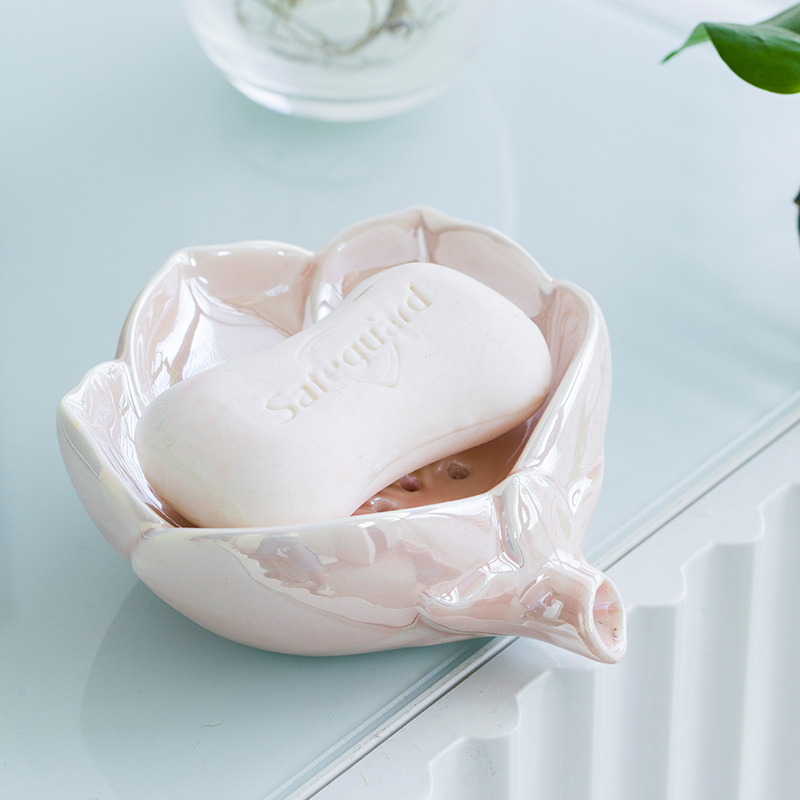 陶瓷香皂盒卫生间香皂排水置物架洗漱台沥水肥皂盒家用装饰小摆件