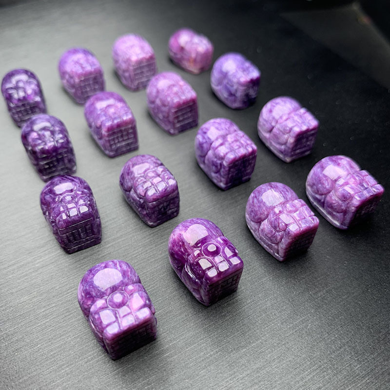 天然水晶貔貅 裸石吊坠紫龙晶查罗石貔貅diy手串项链饰品配件