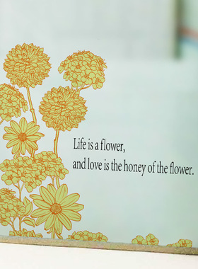 D7106黄花中国风装饰贴透光半透明背胶磨砂PVC玻璃贴窗户玻璃门