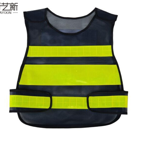 黑色网格反光背心施工安全服交通背心交通执勤警示衣服反光马甲