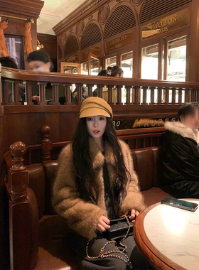 黄亮Elovey DING级时髦咖-高级感短款翻领环保毛毛外套女冬季上衣