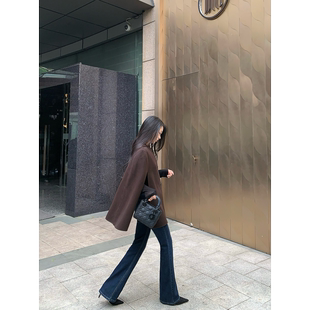 黄亮Elovey 人鱼曲线 拉腿一绝 弹力微喇叭牛仔裤女秋冬通勤百搭