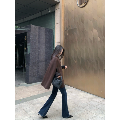 黄亮Elovey 人鱼曲线 拉腿一绝 弹力微喇叭牛仔裤女秋冬通勤百搭