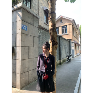 B01 毛衣＋羊毛呢料中裤 黄亮Elovey高知老钱套装 羊驼羊毛翻领开衫