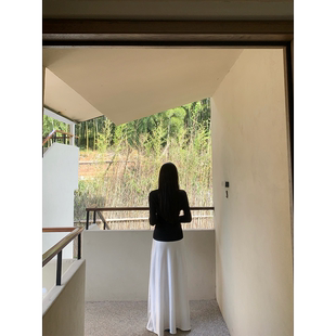 半裙通勤显瘦百搭B02 黄亮Elovey 鎏光丝滑垂感白色绸缎长款