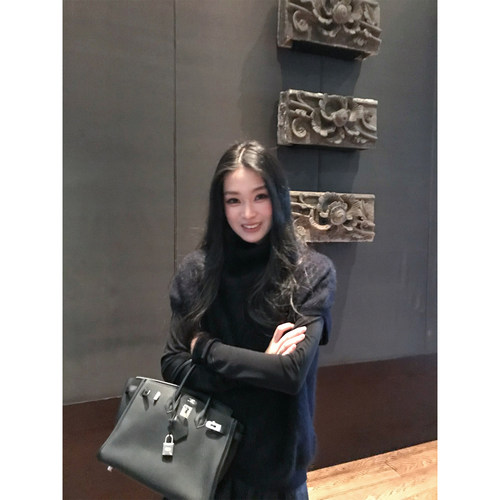 黄亮Elovey【10/12 10am】拉毛中高领藏蓝色背心马甲