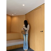 黄亮Elovey A02 秋冬百搭高腰弹力紧身小喇叭牛仔裤 通勤显瘦长裤