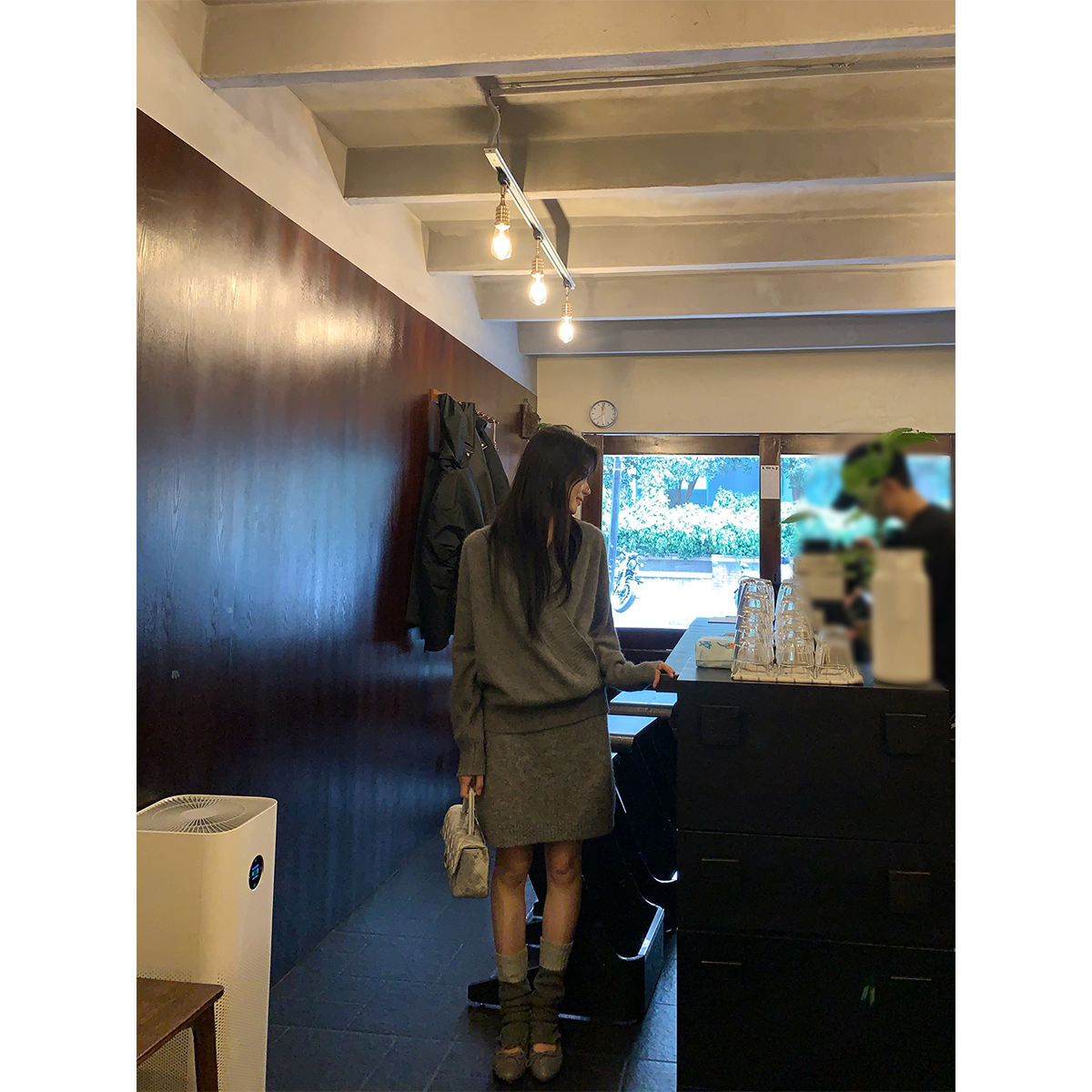 黄亮Elovey【蓬松灰色系】羊驼毛山羊绒针织短裙＋兔毛棉羊毛毛衣