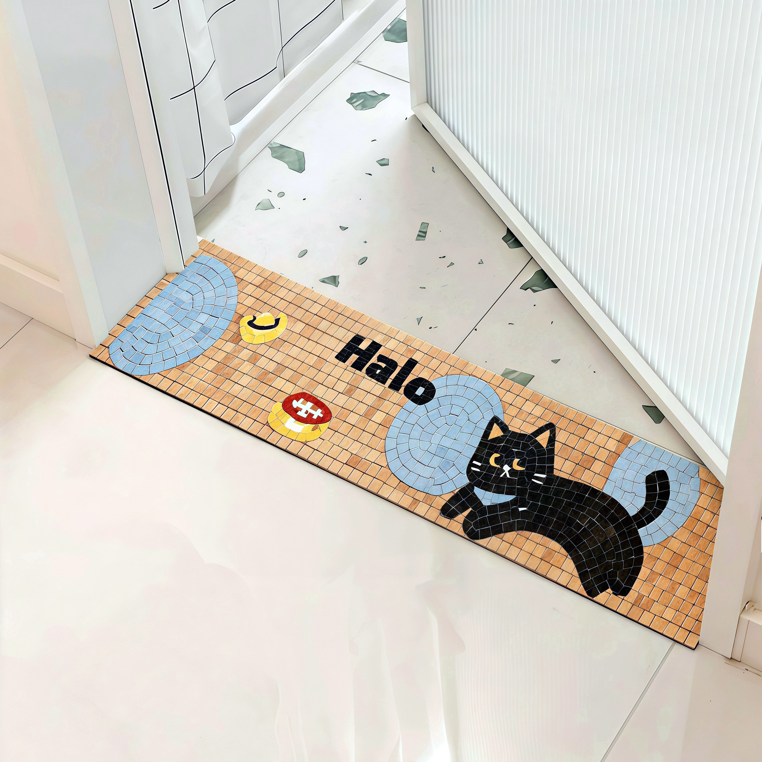 马马赛克小猫门槛石贴纸自粘卫生间过门石地贴防水耐磨卡通装饰贴