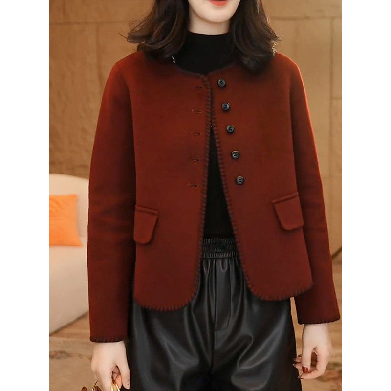 韩系高档时尚纯色毛呢外套女2025秋冬新款百搭保暖休闲风双面大衣,女装/女士精品,毛呢外套,淘宝优惠券,粉丝福利购,淘宝优惠卷