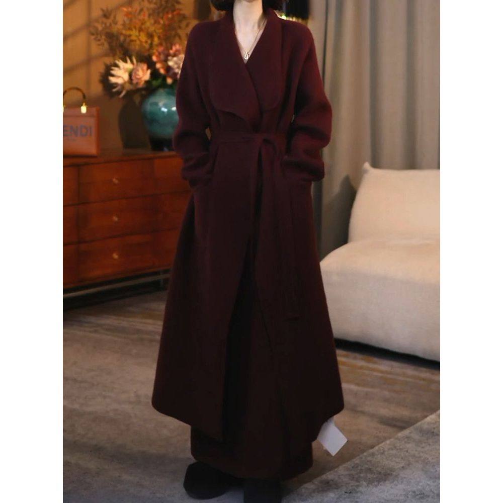 高档时尚气质套装2025冬季新款洋气百搭收腰系带毛呢外套+半身裙,女装/女士精品,时尚套装,淘宝优惠券,粉丝福利购,淘宝优惠卷