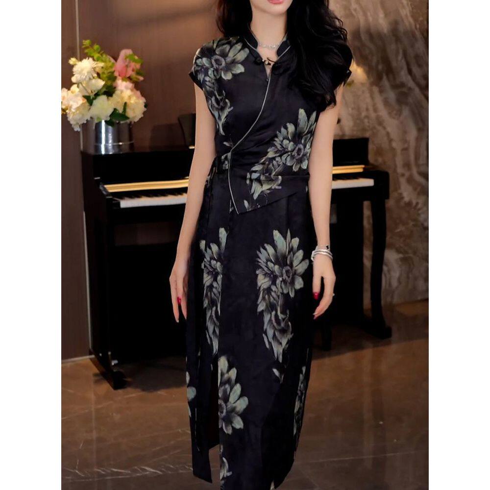 中式改良国风旗袍连衣裙女2025夏季新款高级感气质收腰显瘦A字裙