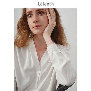 通勤白衬衫女2025年春季新款气质显瘦V领长袖雪纺衬衫OL打底上衣