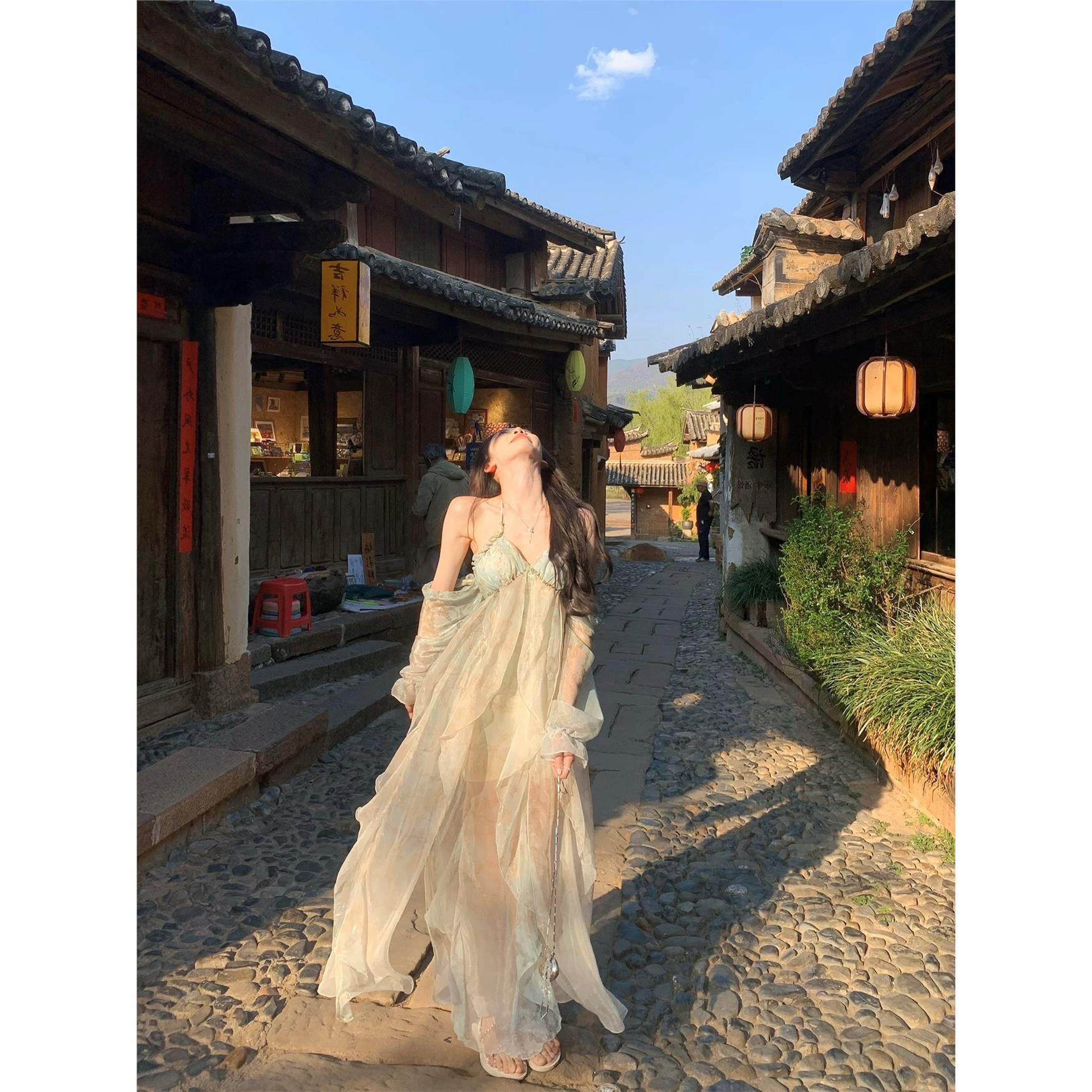 夏季海岛风情印花显瘦超