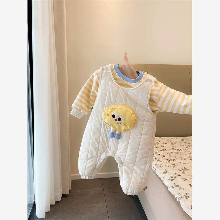 婴儿背带裤秋冬夹棉连体衣