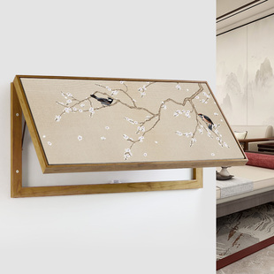 电表箱装饰画新中式花鸟大尺寸总开关电源箱遮挡横款上翻盖强电箱