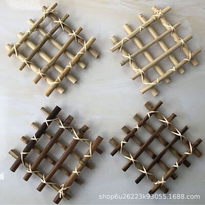 DIY盆景竹格正方菱形竹编微景观配件壁挂装饰挂件拍照摆件小配件