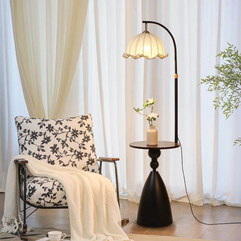 中古客厅落地灯沙发旁边茶几置物架高级感法式覆古卧室床头台灯具