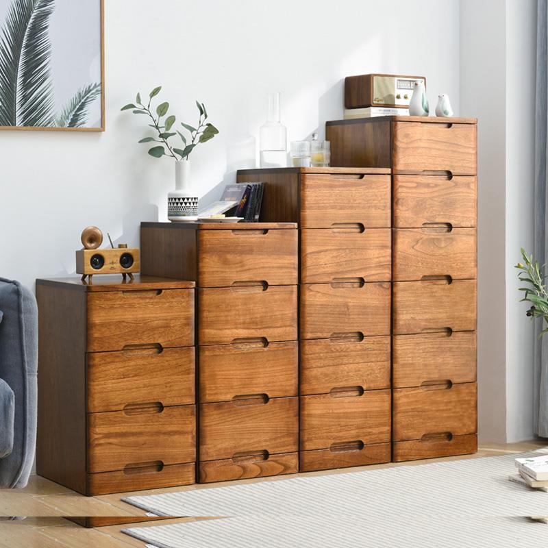 夹缝收纳柜25/30/35胡桃色实木斗柜卧室简约储物柜客厅抽屉式斗橱