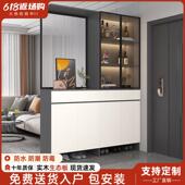 玄关柜入户正对门口鞋 柜一体现代轻奢客厅玻璃酒柜进门屏风隔断柜