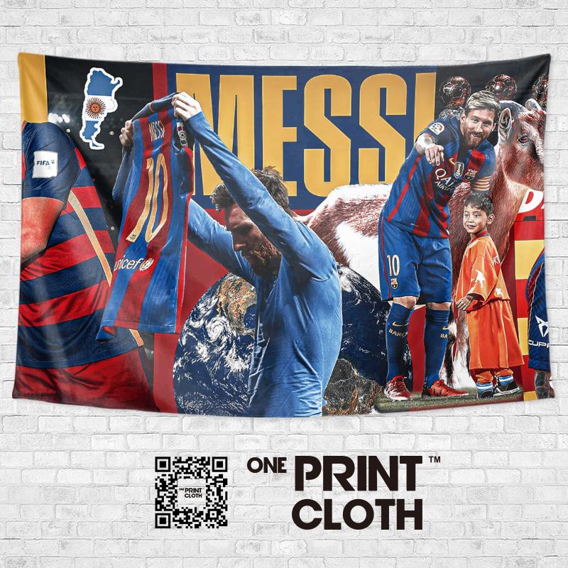 巴萨梅西Messi足球球星球迷励志周边宿舍卧室装饰海报背景布挂布