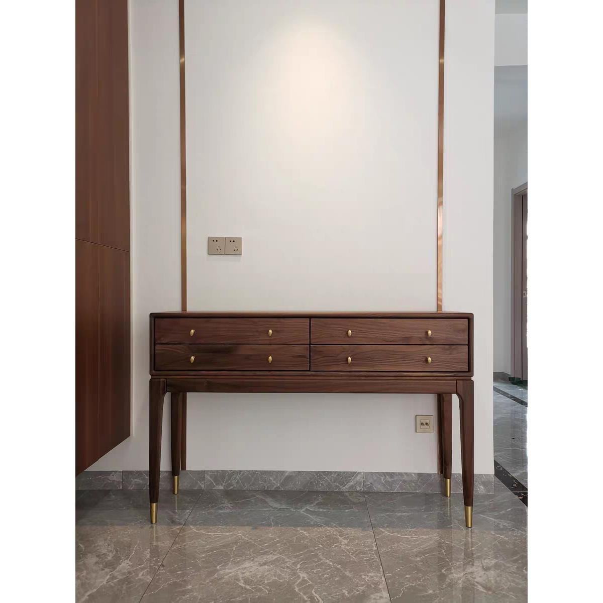 愫木工房门厅黑胡桃木玄关桌储物柜过道餐边柜长条几案几高脚柜