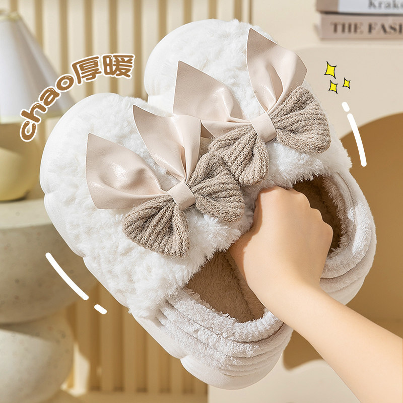 月子鞋棉拖鞋女士冬季新款包跟厚底室内家居保暖耐磨毛毛绒棉鞋女