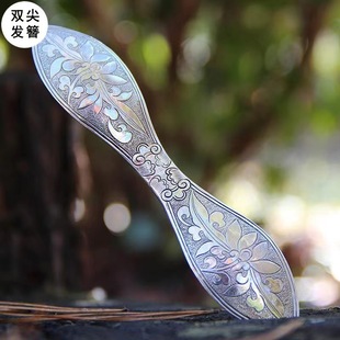 2022年新款双尖发簪古风盘发s925银汉服头饰品复古国潮发钗发饰簪