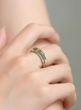 925银竹节女新中式轻奢开口戒指