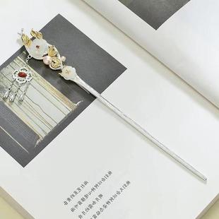 梅花古风s925银发簪女仿和田玉簪子流苏步摇旗袍汉服头饰盘发配饰
