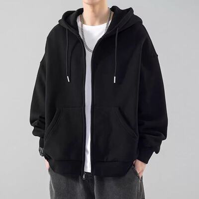 春秋季纯棉拉链开衫连帽卫衣