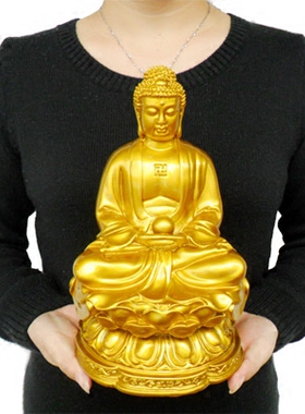 如来佛摆件财神爷大日如来佛像铜像释迦摩尼佛汽车摆件工艺品摆设